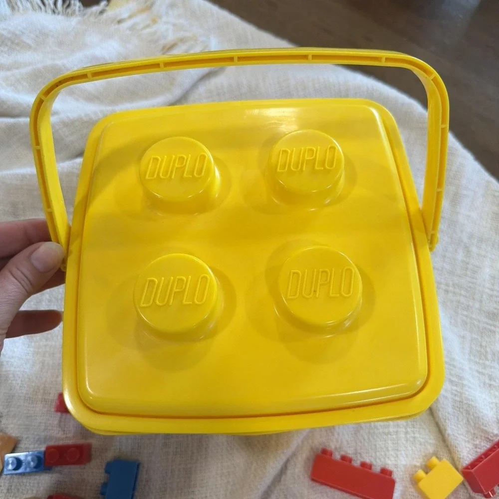 Vintage 1993 Lego Duplo Set Of 41 Legos, Yellow Bucket W/top And Original Ad